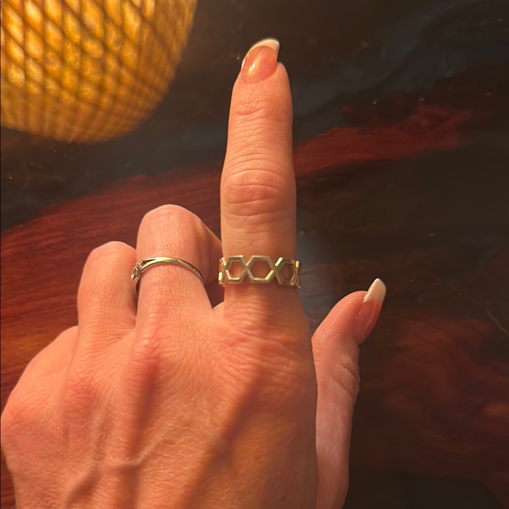 Hexagonal Sterling Silver Ring - image 3